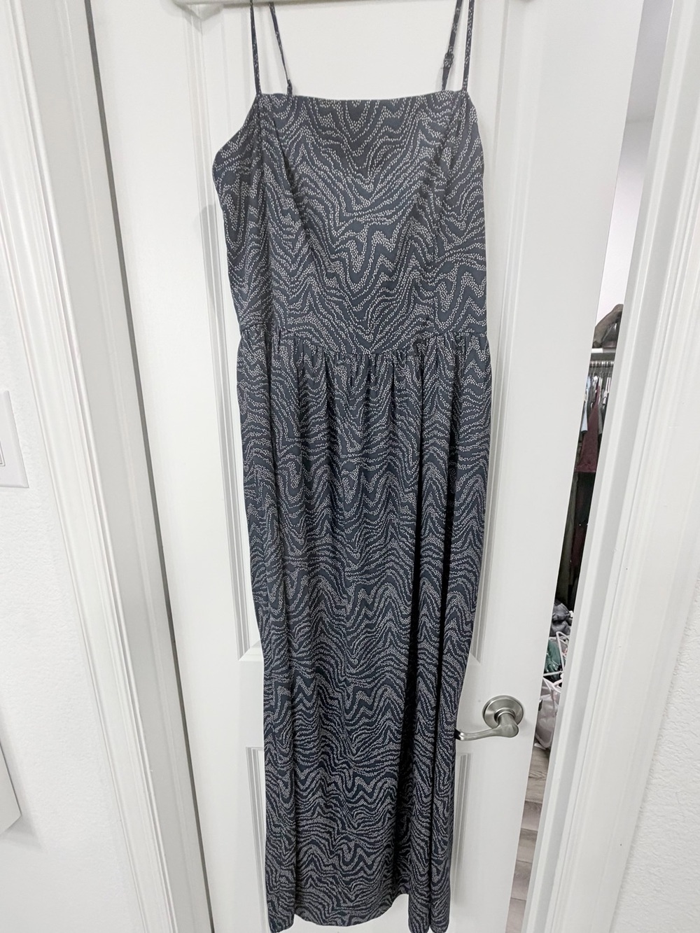 GoodThreads Spaghetti Strap Maxi Dress in Navy Wave Print